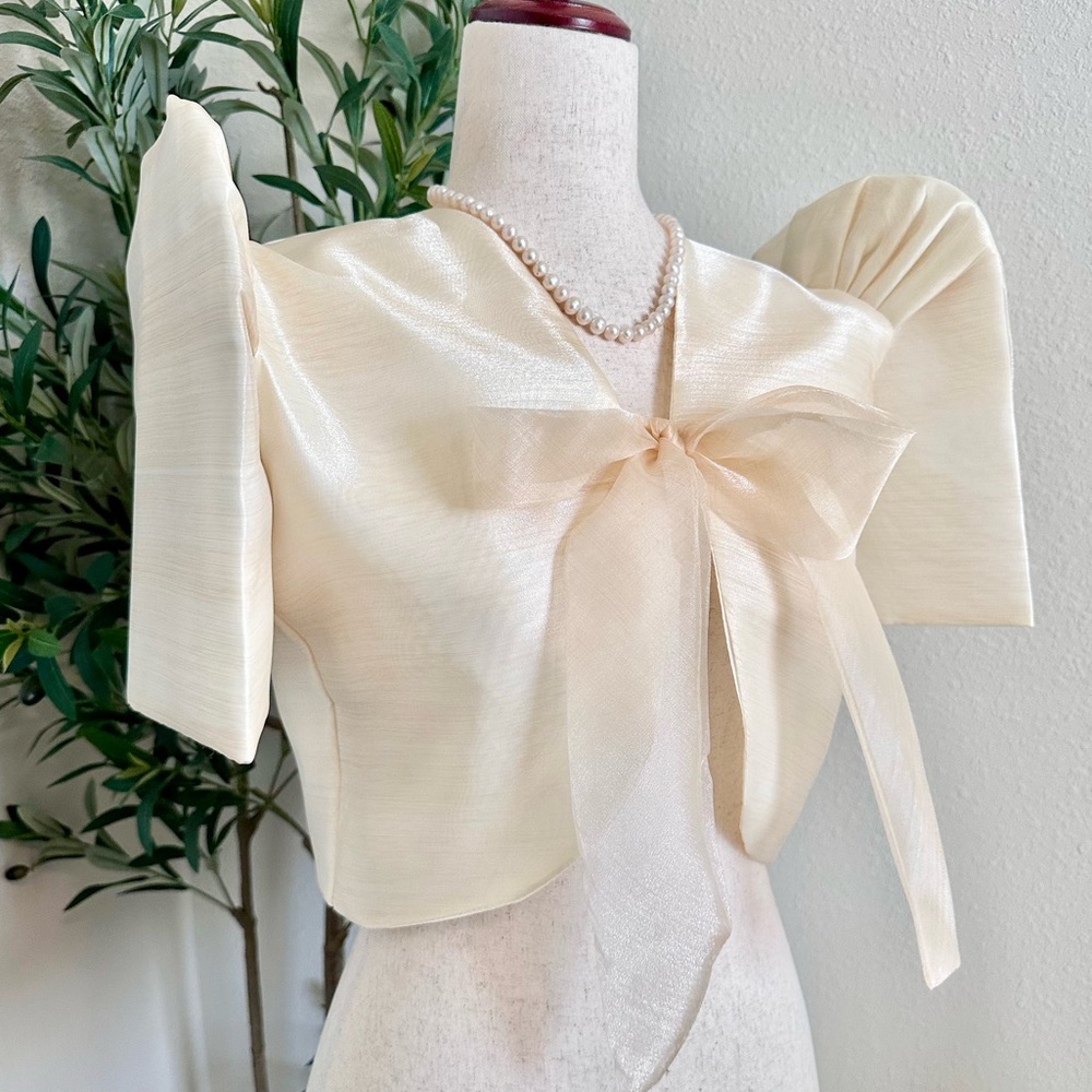 Natural Pina Organza Terno Sleeve Filipiniana Bolero 🖤